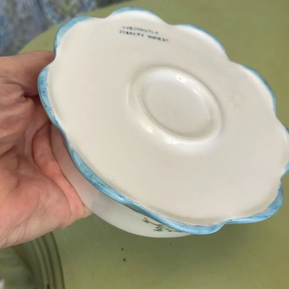 Vintage hand painted porcelain trinket box by Jeanette Wriedt .